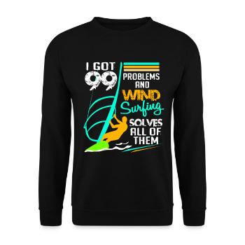 Windsurf Windsurfen Windsurfing Wassersport Surf - Unisex Pullover - Schwarz - Vorne - Alina (178cm) & Michal (187cm)