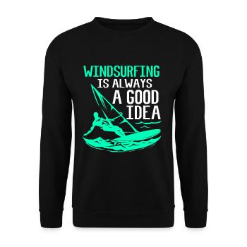 Windsurf Windsurfen Windsurfing Wassersport Surf - Unisex Pullover - Schwarz - Vorne - Alina (178cm) & Michal (187cm)