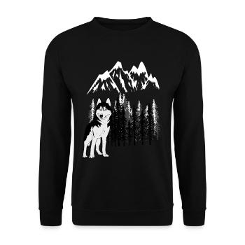 Mountains Husky Wilderness Wild Xmas Dog - Unisex Sweatshirt - black - Front - Alina (178cm) & Michal (187cm)