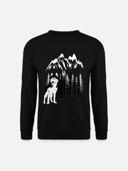 Gebirge Mountains Husky Wildnis Wild Xmas Hund - Unisex Pullover - Schwarz