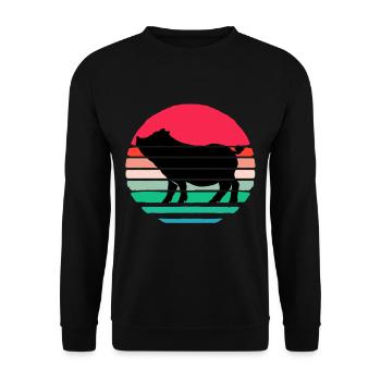 Porc sau cochon porcelet porcelet porcelet Ebene - Sweat-shirt Unisexe - noir - Devant - Alina (178cm) & Michal (187cm)