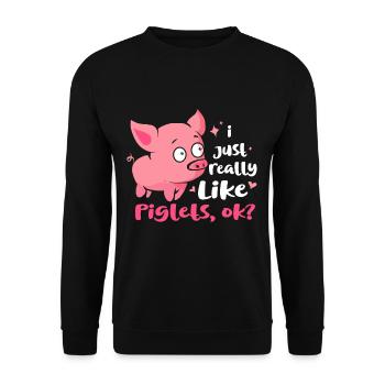 Porc sau cochon porcelet porcelet porcelet Ebene - Sweat-shirt Unisexe - noir - Devant - Alina (178cm) & Michal (187cm)