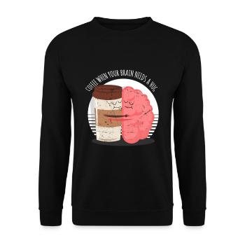 Kaffee Gehirn Trinken Spruch Lustig - Unisex Pullover - Schwarz - Vorne - Alina (178cm) & Michal (187cm)