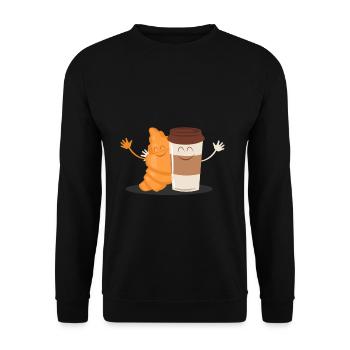 Coffee croissant Tasty food drink saying - Unisex Sweatshirt - black - Front - Alina (178cm) & Michal (187cm)