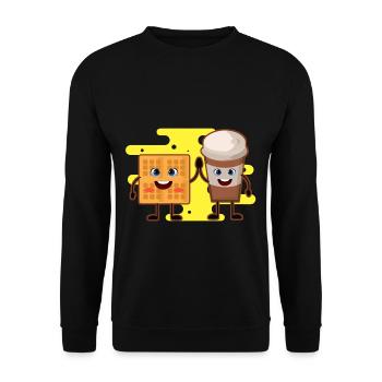 Waffle Coffee Delicious Food Drink Sweet - Unisex Sweatshirt - black - Front - Alina (178cm) & Michal (187cm)