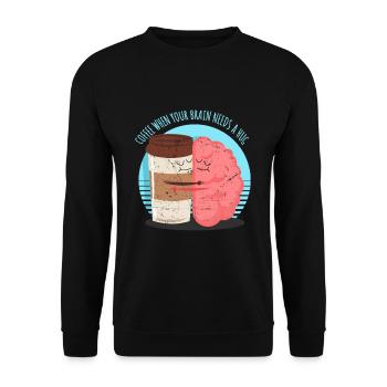 Kaffee Gehirn Trinken Spruch Lustig - Unisex Pullover - Schwarz - Vorne - Alina (178cm) & Michal (187cm)