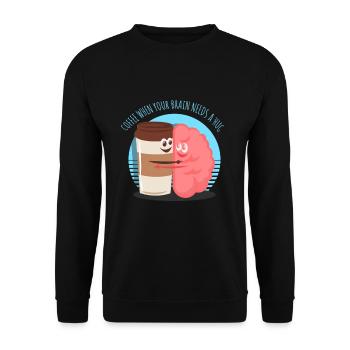 Kaffee Gehirn Trinken Spruch Lustig - Unisex Pullover - Schwarz - Vorne - Alina (178cm) & Michal (187cm)
