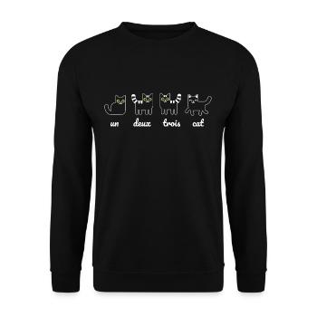 Un Deux Trois Chat Chat Drôle Animal Français - Sweat-shirt Unisexe - noir - Devant - Alina (178cm) & Michal (187cm)
