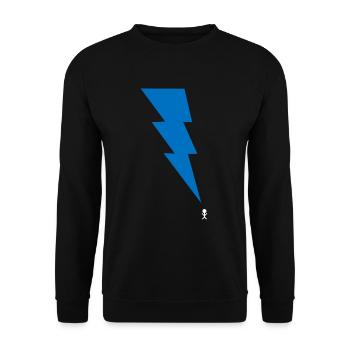 Gewitter - Blitz - Blitzschlag - Strichmännchen 9 - Unisex Pullover - Schwarz - Vorne - Alina (178cm) & Michal (187cm)