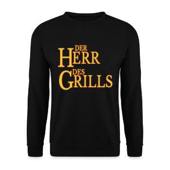 Der Herr des Grills lustiger Spruch grillen - Unisex Pullover - Schwarz - Vorne - Alina (178cm) & Michal (187cm)