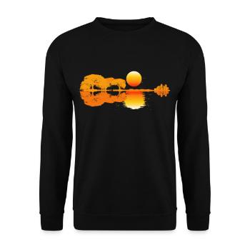 Guitar in Nature with Sunset Gift - Unisex Sweatshirt - black - Front - Alina (178cm) & Michal (187cm)