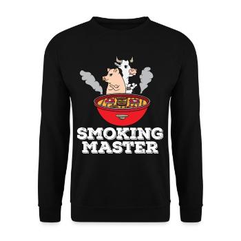 BBQ Smoker Smoken Grillen Griller Grill Geschenk - Unisex Pullover - Schwarz - Vorne - Alina (178cm) & Michal (187cm)