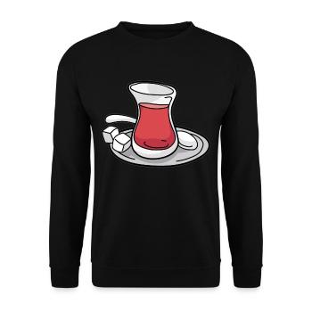 Turkish Tea Cay Turkey Turkish Turk TeaHouse - Unisex Sweatshirt - black - Front - Alina (178cm) & Michal (187cm)