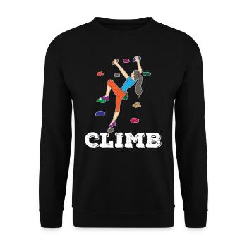 Klettern Kletterhalle Kletterer Bouldern Geschenk - Unisex Pullover - Schwarz - Vorne - Alina (178cm) & Michal (187cm)