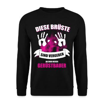 Gerüstbauer Frau Freundin Witziger Spruch - Unisex Pullover - Schwarz - Vorne - Alina (178cm) & Michal (187cm)