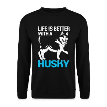 Husky - Unisex Sweatshirt - black - Front - Alina (178cm) & Michal (187cm)