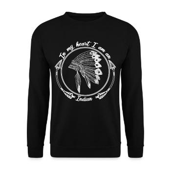 Indian headdress arrow native american gift heart - Unisex Sweatshirt - black - Front - Alina (178cm) & Michal (187cm)