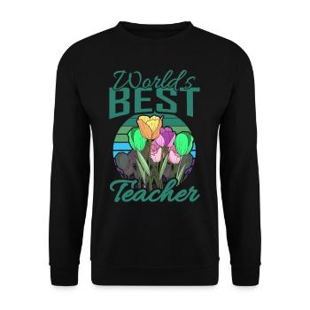 Meilleur professeur du monde avec un cadeau d'école de fleurs - Sweat-shirt Unisexe - noir - Devant - Alina (178cm) & Michal (187cm)