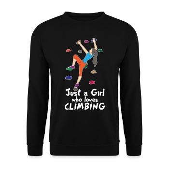 Klettern Kletterhalle Kletterer Bouldern Geschenk - Unisex Pullover - Schwarz - Vorne - Alina (178cm) & Michal (187cm)