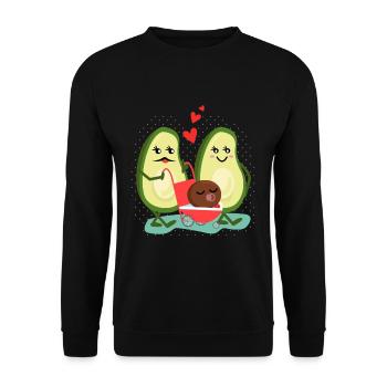 Avocado Essen Familie Baby Kind Süß - Unisex Pullover - Schwarz - Vorne - Alina (178cm) & Michal (187cm)
