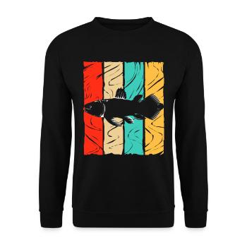 Quastenflosser Ausgestorben Fossil Fisch Geschenk - Unisex Pullover - Schwarz - Vorne - Alina (178cm) & Michal (187cm)