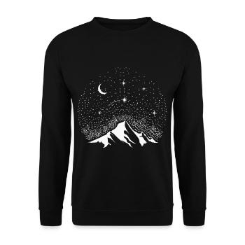 Astro Mountain shooting star good luck gift - Unisex Sweatshirt - black - Front - Alina (178cm) & Michal (187cm)