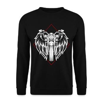 Cadeau de motard vintage vintage Wings - Sweat-shirt Unisexe - noir - Devant - Alina (178cm) & Michal (187cm)