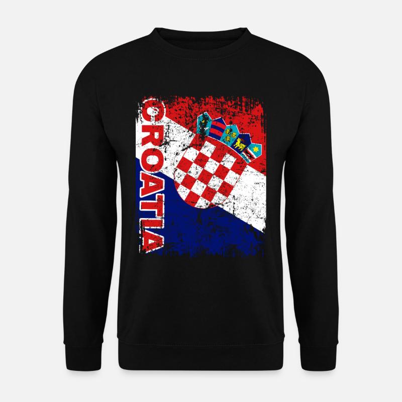 CROATIA FLAG - Drapeau croate très rétro - Sweat-shirt Unisexe - noir