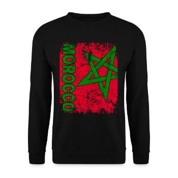 MAROKKO FLAGGE - Marokkanische Fahne groß retro - Unisex Pullover - Schwarz - Vorne - Alina (178cm) & Michal (187cm)