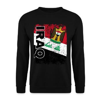 IRAK FLAGGE - Irakische Fahne - groß retro - Unisex Pullover - Schwarz - Vorne - Alina (178cm) & Michal (187cm)