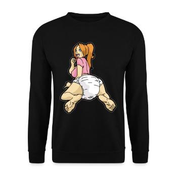 Diaper Girl Adult Baby ABDL Ageplay Little Brat - Unisex Sweatshirt - black - Front - Alina (178cm) & Michal (187cm)