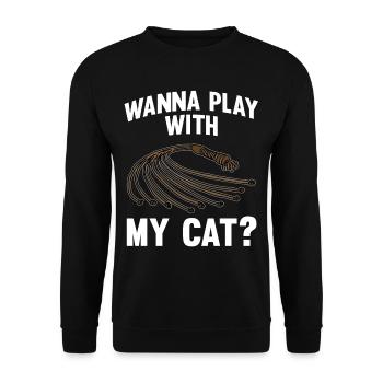 WANNA PLAY WITH MY CAT Peitsche 9 schwänzige Katze - Unisex Pullover - Schwarz - Vorne - Alina (178cm) & Michal (187cm)