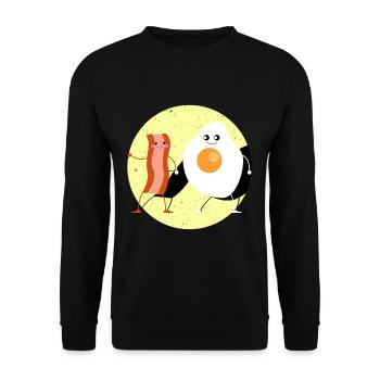 Speck Bacon Ei Lecker Lustig Essen Freunde - Unisex Pullover - Schwarz - Vorne - Alina (178cm) & Michal (187cm)