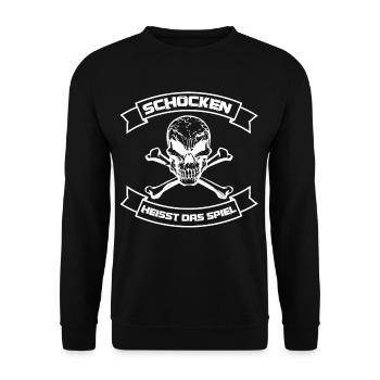 schocken heißt das spiel. Schocken Geschenk - Unisex Pullover - Schwarz - Vorne - Alina (178cm) & Michal (187cm)