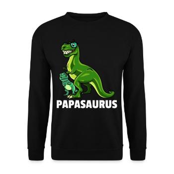 Dinosaurier Dino T-Rex Papa Vater Papi Geschenk - Unisex Pullover - Schwarz - Vorne - Alina (178cm) & Michal (187cm)