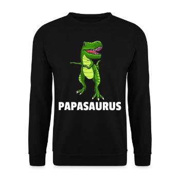 Dinosaurier Dino T-Rex Papa Vater Papi Geschenk - Unisex Pullover - Schwarz - Vorne - Alina (178cm) & Michal (187cm)