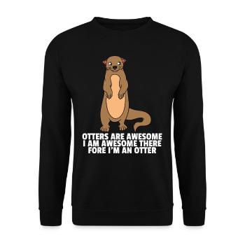 Otter Wassermarder Fischotter Zwergotter Geschenk - Unisex Pullover - Schwarz - Vorne - Alina (178cm) & Michal (187cm)