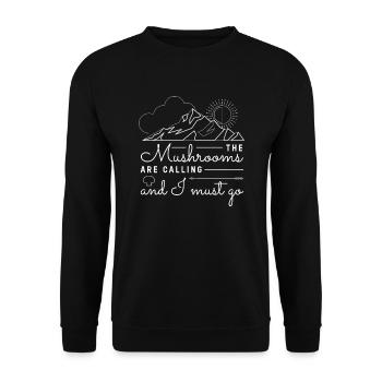 Die Pilze rufen und ich muss gehen Pilze Sammeln - Unisex Pullover - Schwarz - Vorne - Alina (178cm) & Michal (187cm)