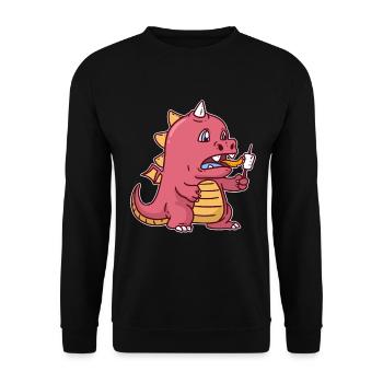 Drachen Drache Marshmallow - Unisex Pullover - Schwarz - Vorne - Alina (178cm) & Michal (187cm)