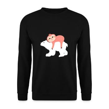Sloth Lazy Polar Bear Bear Sleeping Lying tired - Unisex Sweatshirt - black - Front - Alina (178cm) & Michal (187cm)