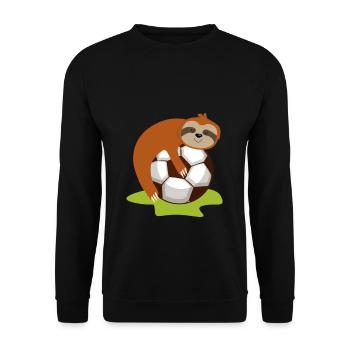 Sloth Lazy Football Lazy Game Tired - Unisex Sweatshirt - black - Front - Alina (178cm) & Michal (187cm)