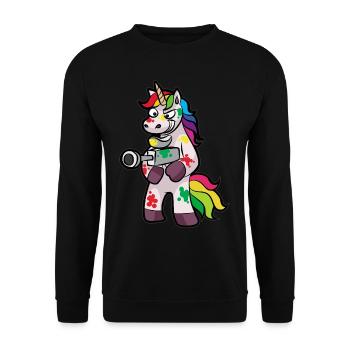 PAINTBALL Licorne Marqueur Airsoft cadeau enfant - Sweat-shirt Unisexe - noir - Devant - Alina (178cm) & Michal (187cm)