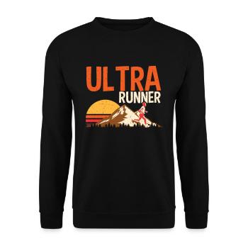 Ultra Marathon Läufer Retro Wettkampf Geschenk - Unisex Pullover - Schwarz - Vorne - Alina (178cm) & Michal (187cm)