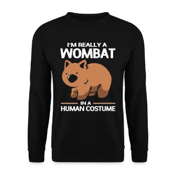 Wombat Australien Beuteltier Geschenk Retro - Unisex Pullover - Schwarz - Vorne - Alina (178cm) & Michal (187cm)