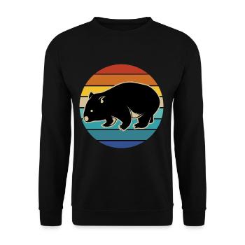 Wombat Australien Beuteltier Geschenk Retro - Unisex Pullover - Schwarz - Vorne - Alina (178cm) & Michal (187cm)