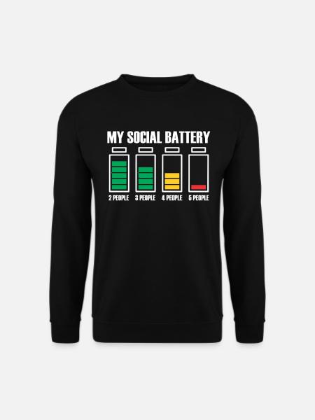Introvertiert Social Battery Geschenkidee - Unisex Pullover - Schwarz