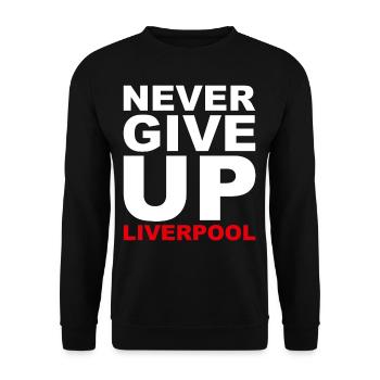 Never Give Up Liverpool - Football, Sports de ballon, Rouge - Sweat-shirt Unisexe - noir - Devant - Alina (178cm) & Michal (187cm)