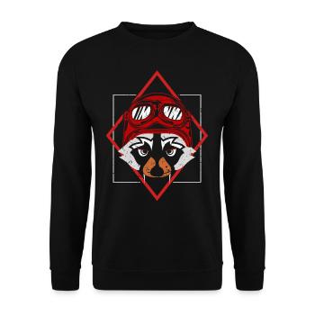 Rider cool raccoon gift - Unisex Sweatshirt - black - Front - Alina (178cm) & Michal (187cm)