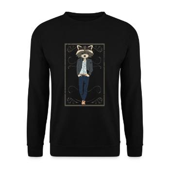 Man cool raccoon gift - Unisex Sweatshirt - black - Front - Alina (178cm) & Michal (187cm)