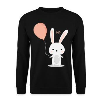 niedlicher Hase - süßes Geschenk Luftballon Sommer - Unisex Pullover - Schwarz - Vorne - Alina (178cm) & Michal (187cm)